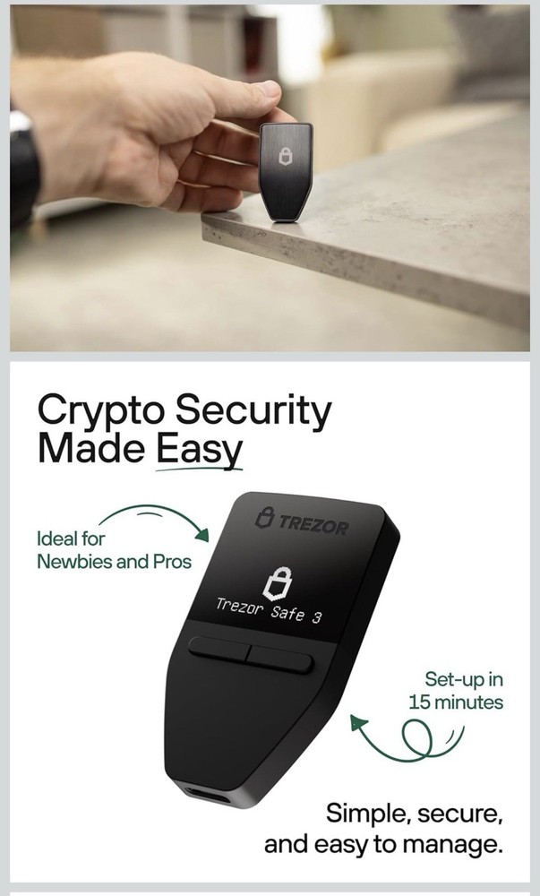 Trezor Safe 3 - Passphrase & Secure Element Protected Crypto Hardware Wallet
