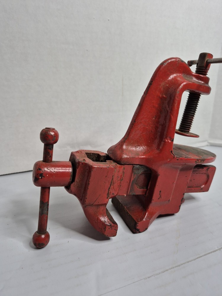 Vintage Red Bench Table Vise 8"×6" Working Condition