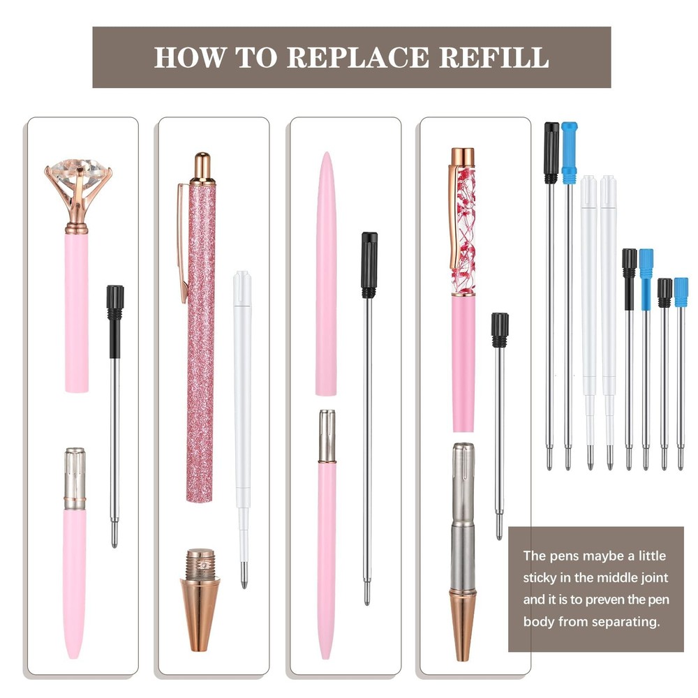 Colarr 24 Pcs Replaceable Ink Pen Refills 1 mm Medium Tip for Crystal Diamond...