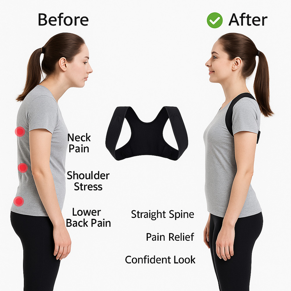 Back Brace Posture Corrector Adjustable Shoulder Support for Men Women