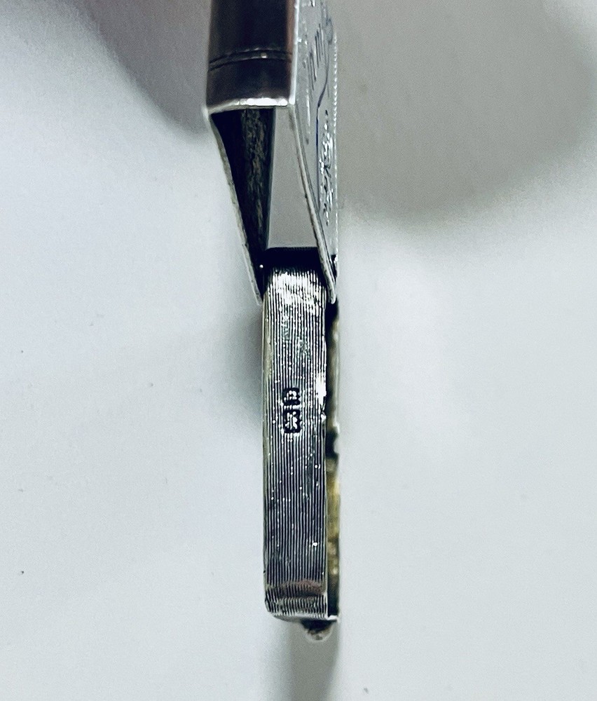 Antique Solid Sterling Silver Folding Stamp Book Case Gilt Chatelaine 1901