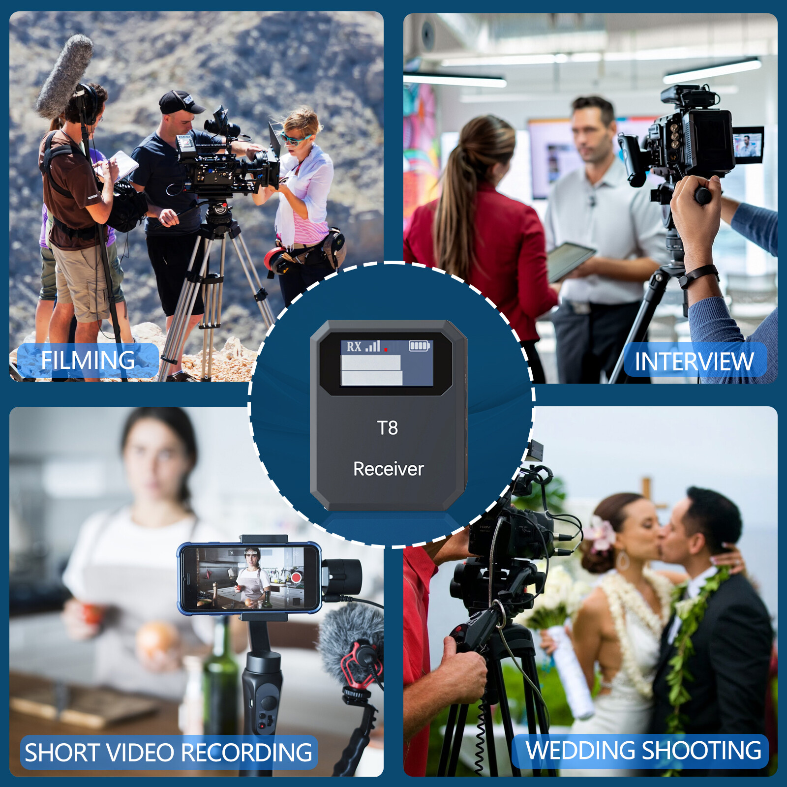 Wireless Lavalier Microphone System Lapel Mic for DSLR Camera Tablet Phone Vlog