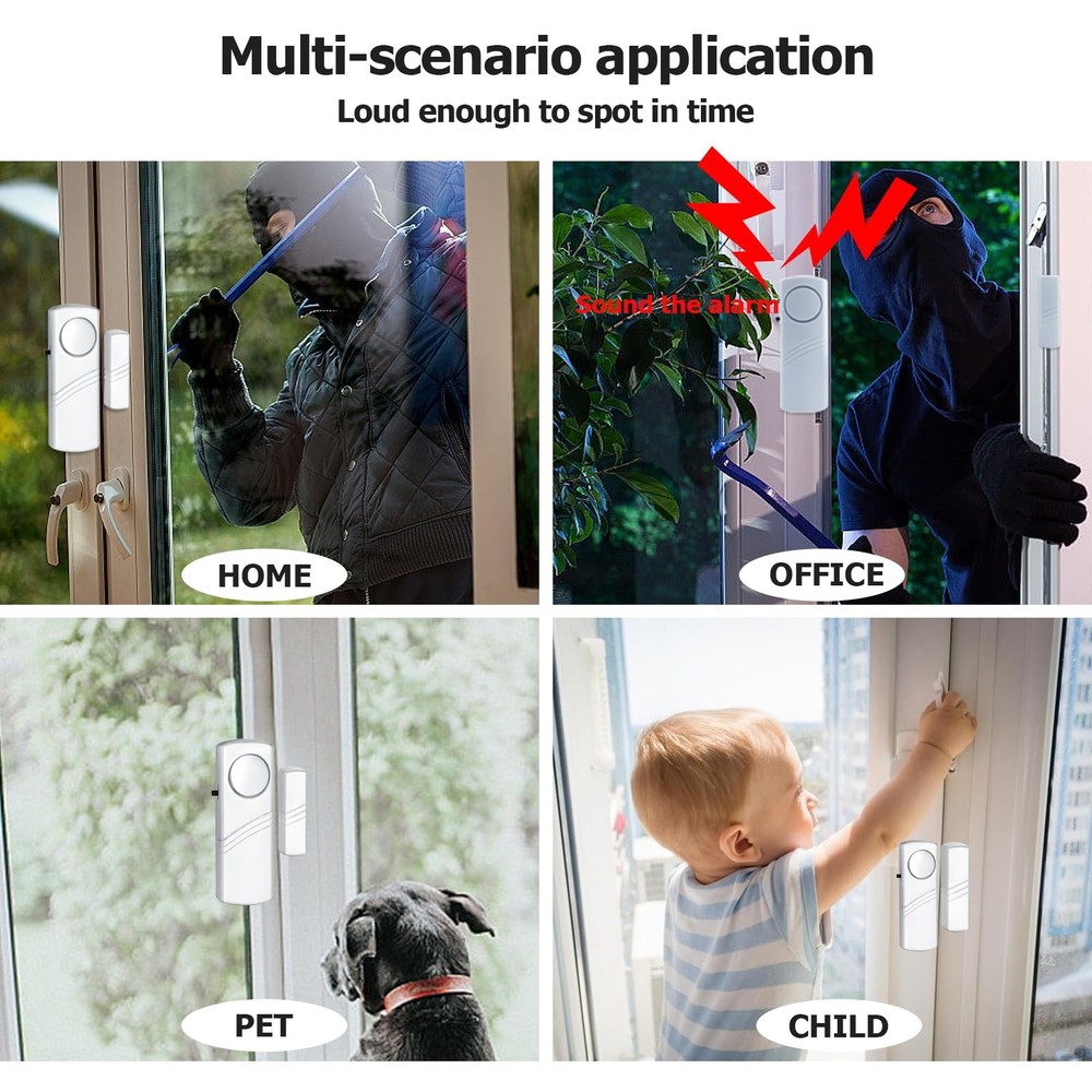 Security Door Window Alarm, Wireless Sensor Burglar white