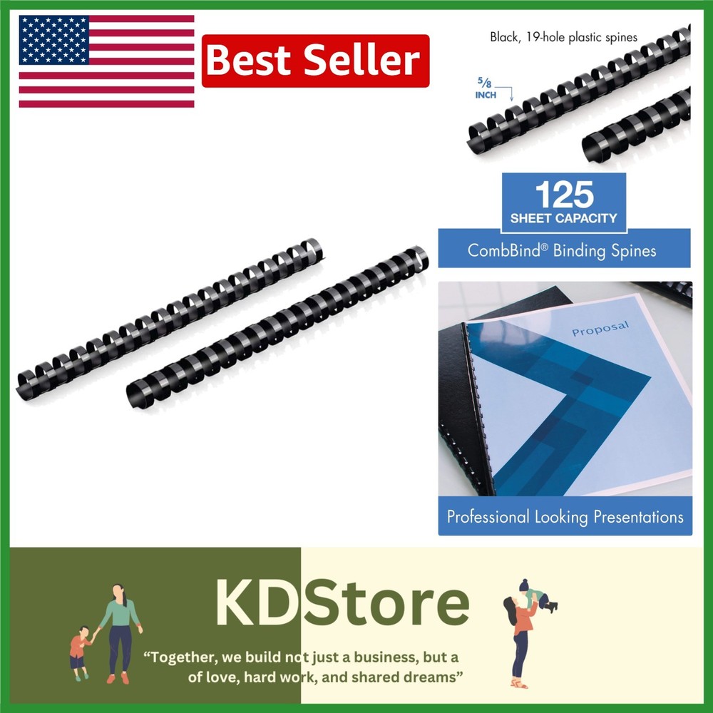 Black CombBind Binding Spines 5/8" (125 Pack)