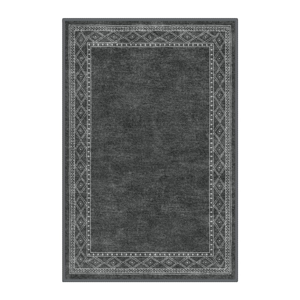 Lahome Modern Bordered 2x3 Rugs for Entryway 2' x 3' (Rectangular), Grey