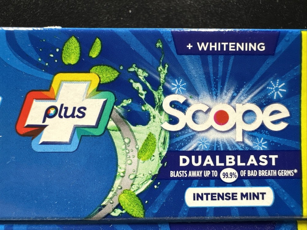 2 Pack Crest Plus Scope Dual blast Toothpaste- Intense Mint 2.3 Oz/65g-ea 6/2028