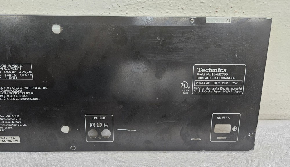 TECHNICS SL-MC700 CD Player Metal BACK PANEL