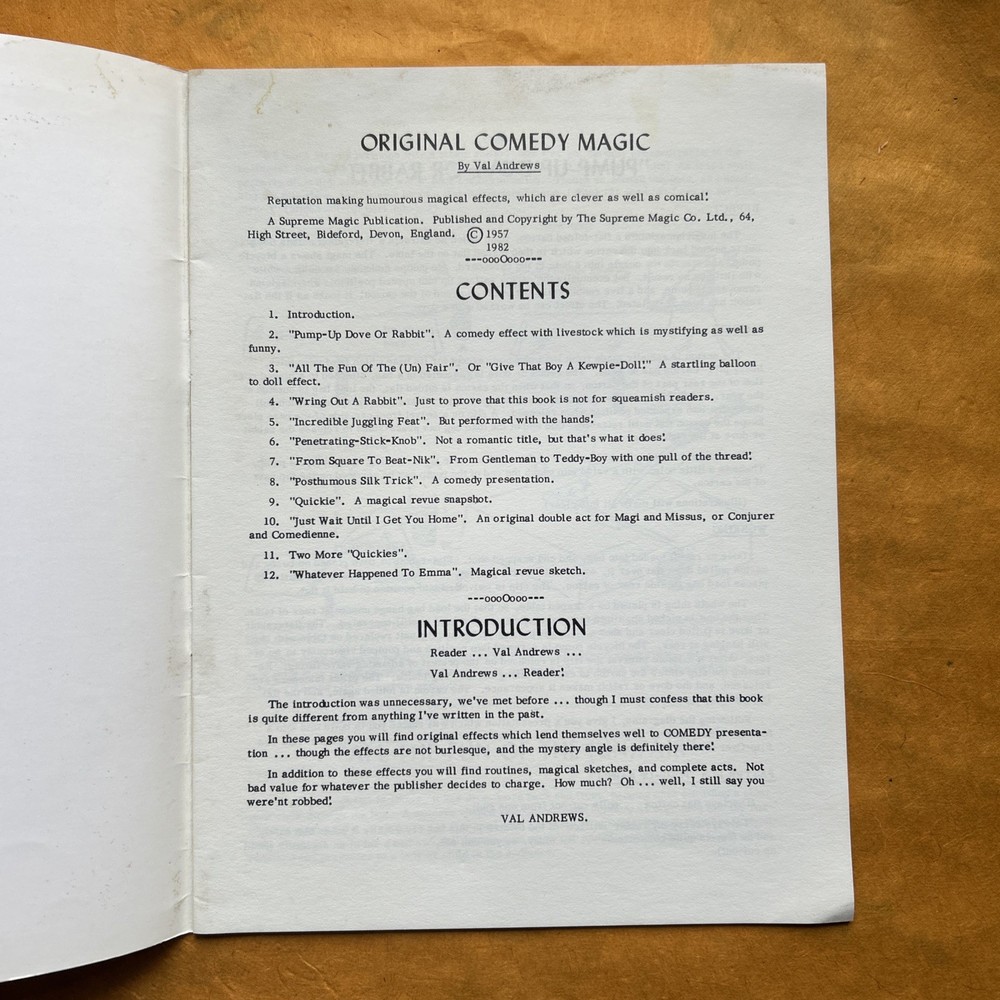 Original Comedy Magic, Val Andrews, 1982