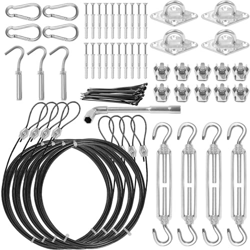 Sun Shade Sail Hardware Kit,304 Stainless Steel Cable Wire with Nylon Coating