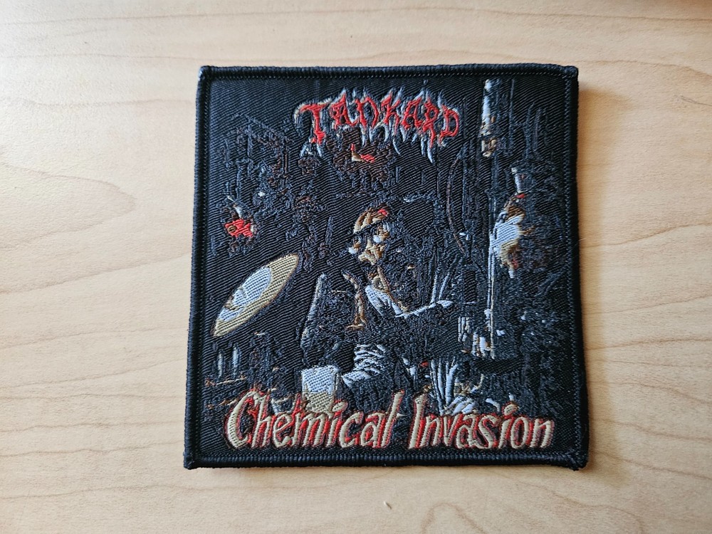 TANKARD, CHEMICAL INVASION, SEW ON BLACK BORDER WOVEN PATCH