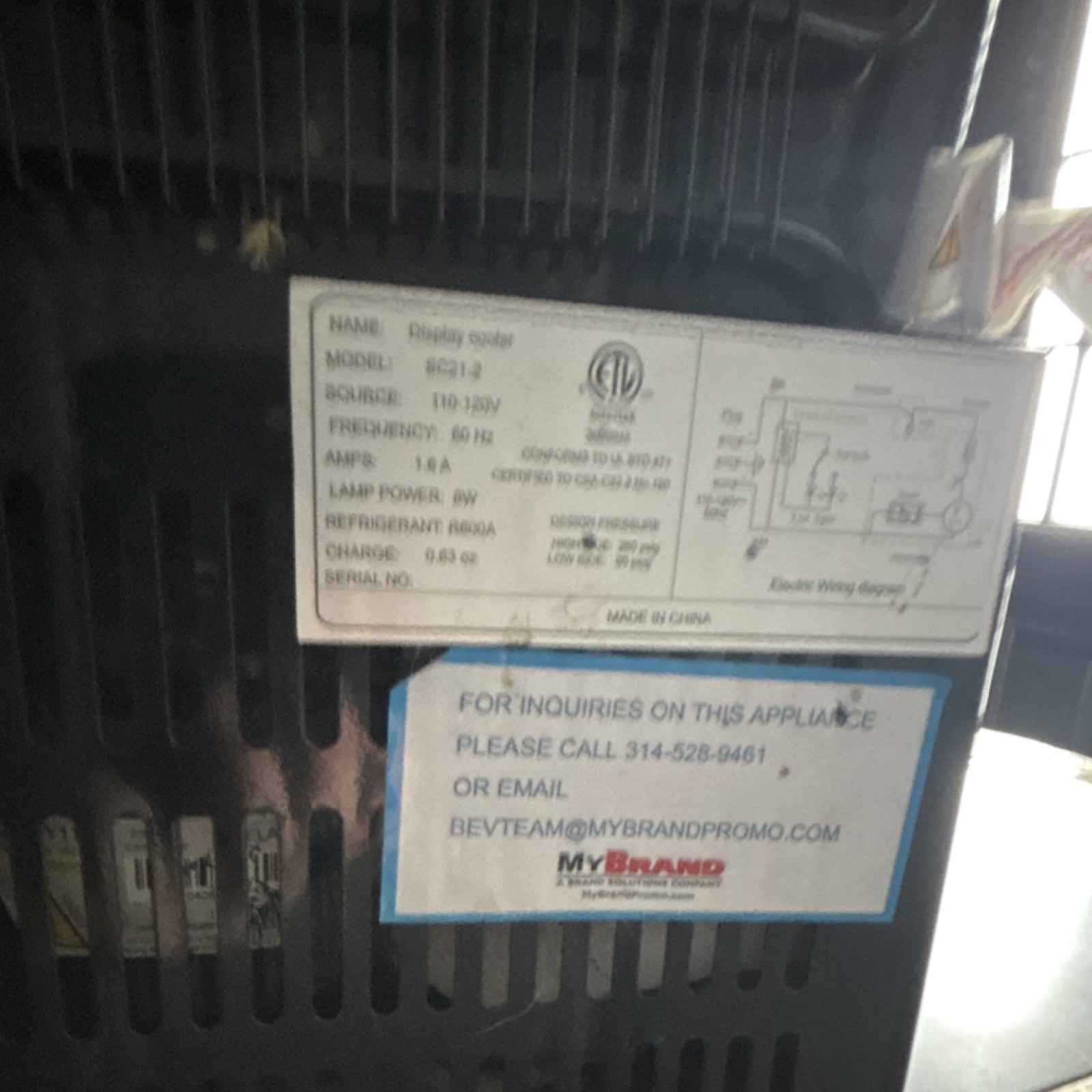 Fireball Merchandising Glass Door Refrigerator Freestanding Model BC-13