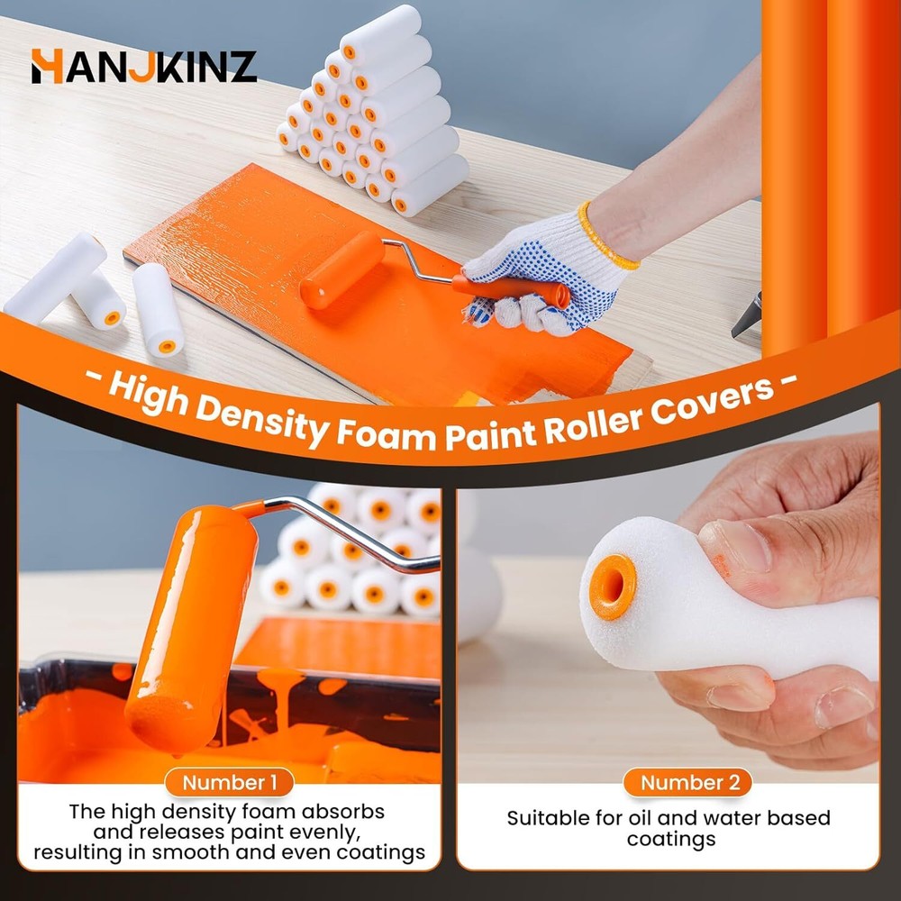 Foam Paint Roller 24 Pack 4" Mini Paint Roller Covers High Density Foam Paint