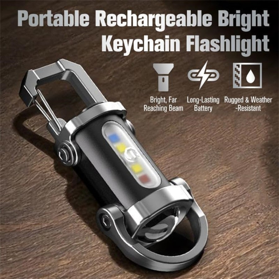2xPortable Rechargeable Bright Keychain Flashlight Phone Charger,Emboadlie Mode
