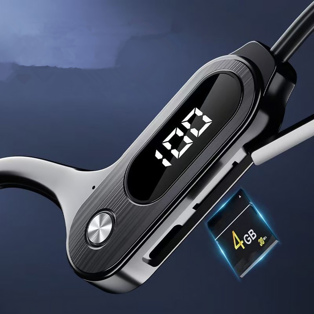 LED Digital Screen Bone Conduction Headphones Simple Operation 300mah Commute