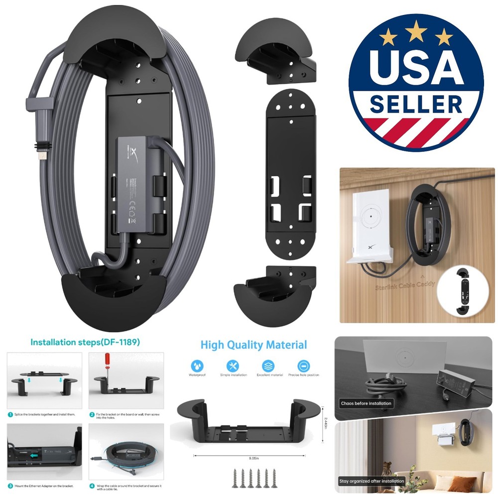 Durable Starlink Gen 3 Cable Management Solution, Wall Mountable - Black