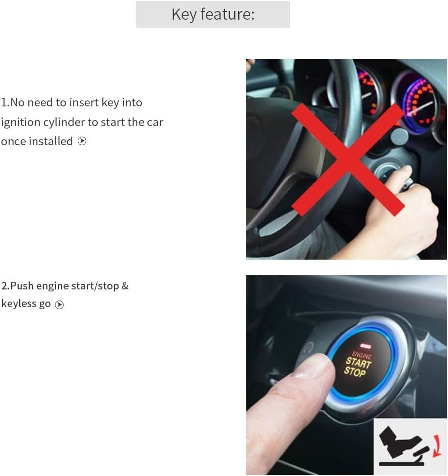 Easyguard Ec004 Smart Rfid Push Engine Start Button Kit & Keyless Go