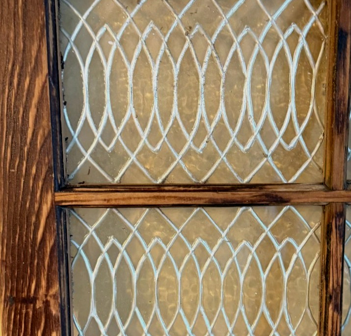 Antique Rectangular Leaded Stained Glass Window 21" x 24" UNIQUE Pattern