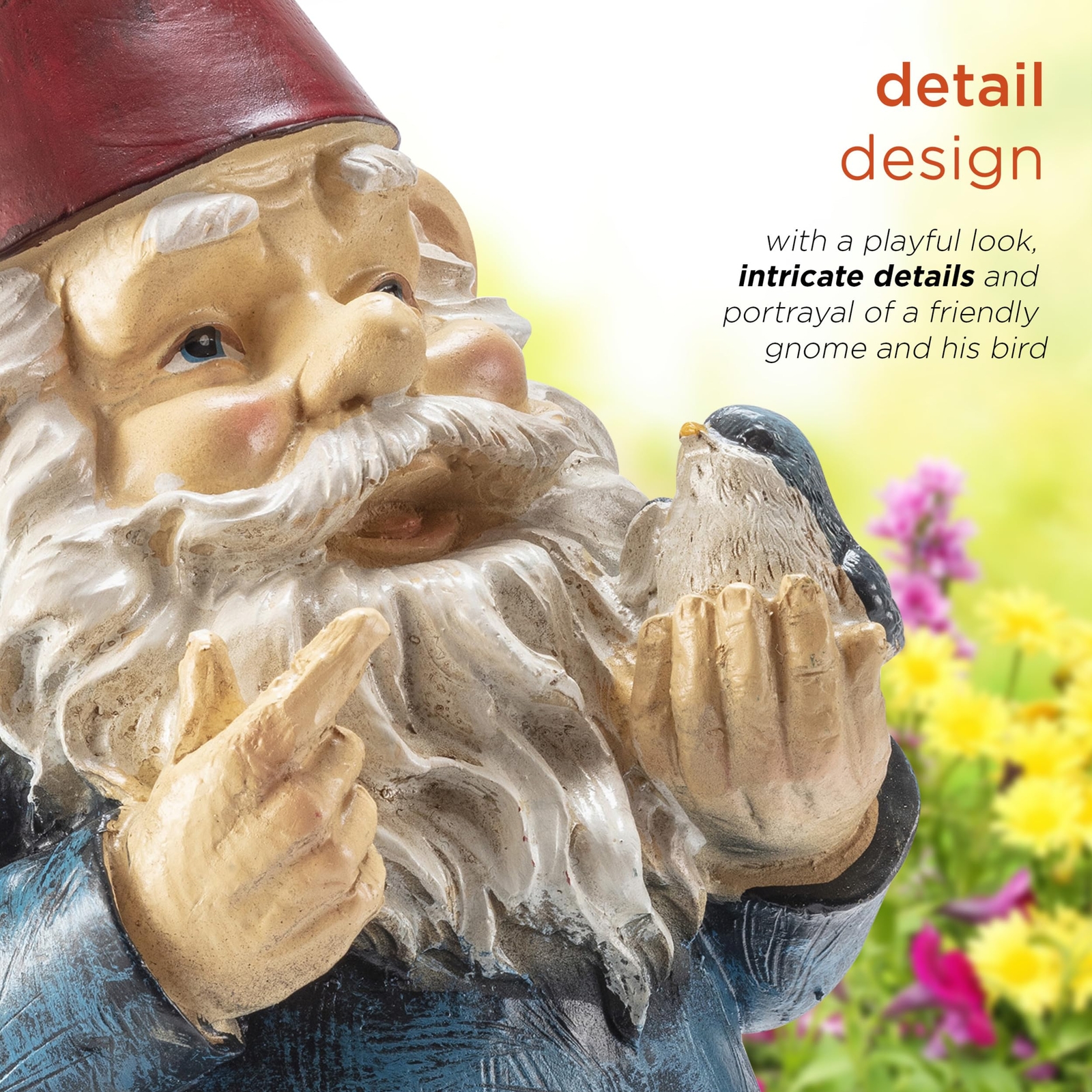 Alpine 12-Inch Outdoor Garden Gnome Statue Multicolor