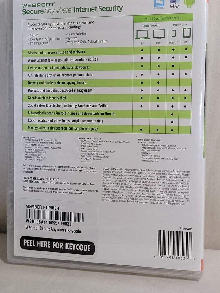 Webroot SecureAnywhere Internet Security - Full Version for Windows & Mac...
