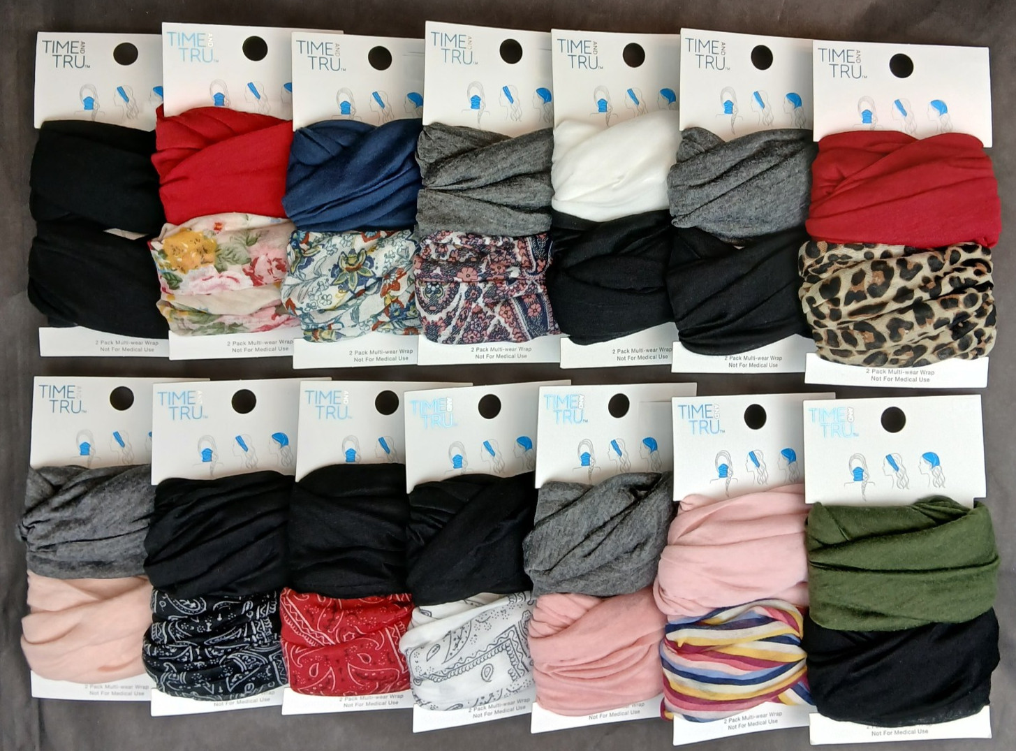 Time And Tru Head Wrap 2 Pack Multi Wear Hair Face Infinity Band Scarf "Choose"