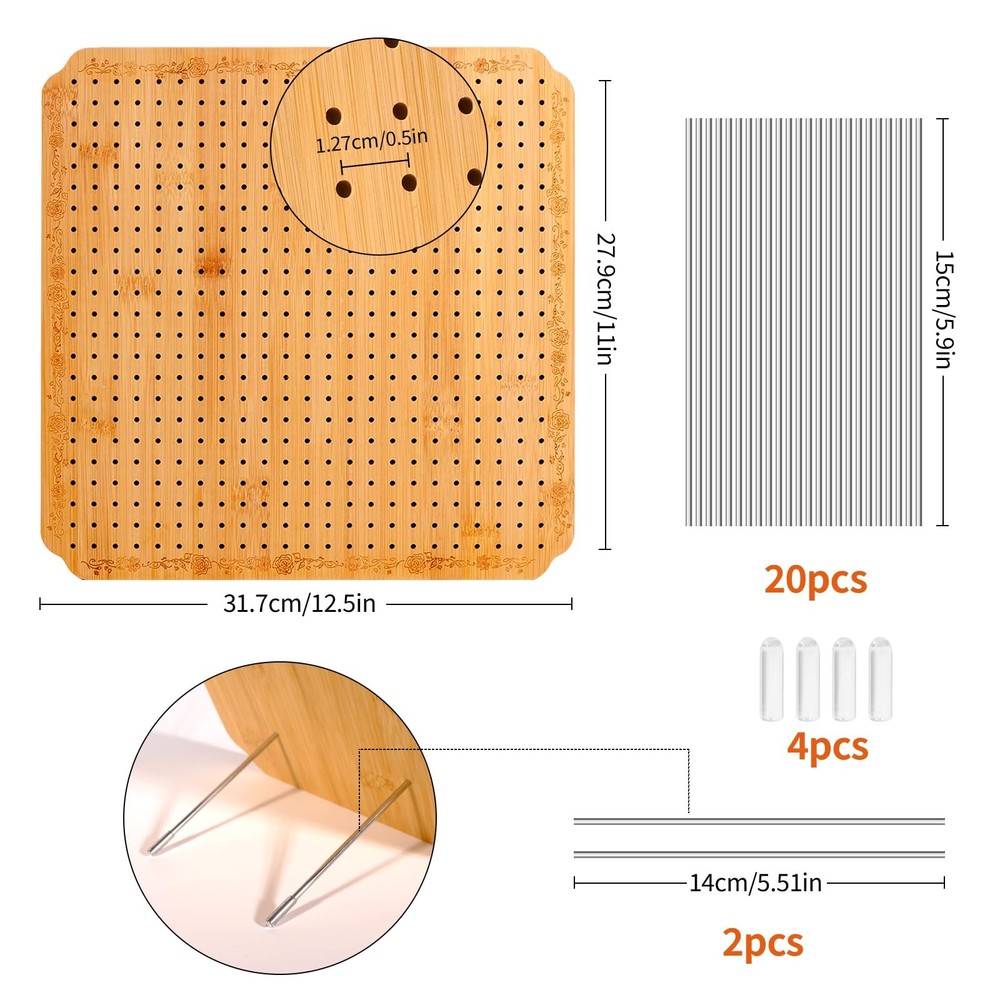 12.5 in Blocking Boards for Crochet Projects with Rose Pattern, Crochet Block...