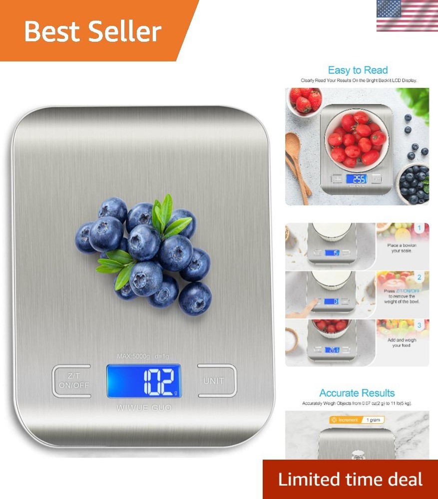 Digital Kitchen Scale with Backlit LCD - Perfect for Weight Loss & Baking
