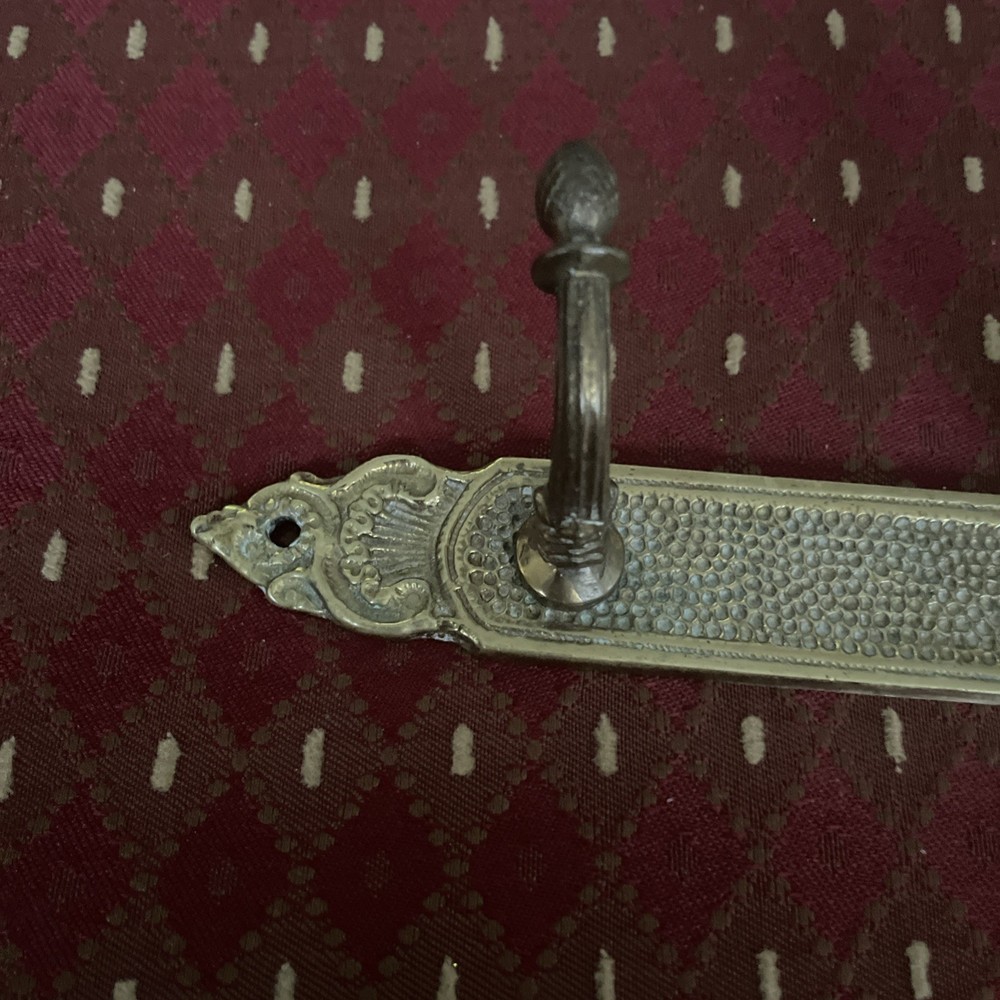 Vintage Brass 3 Hook Ornate Bracket W/ Pineapple Tips 10”