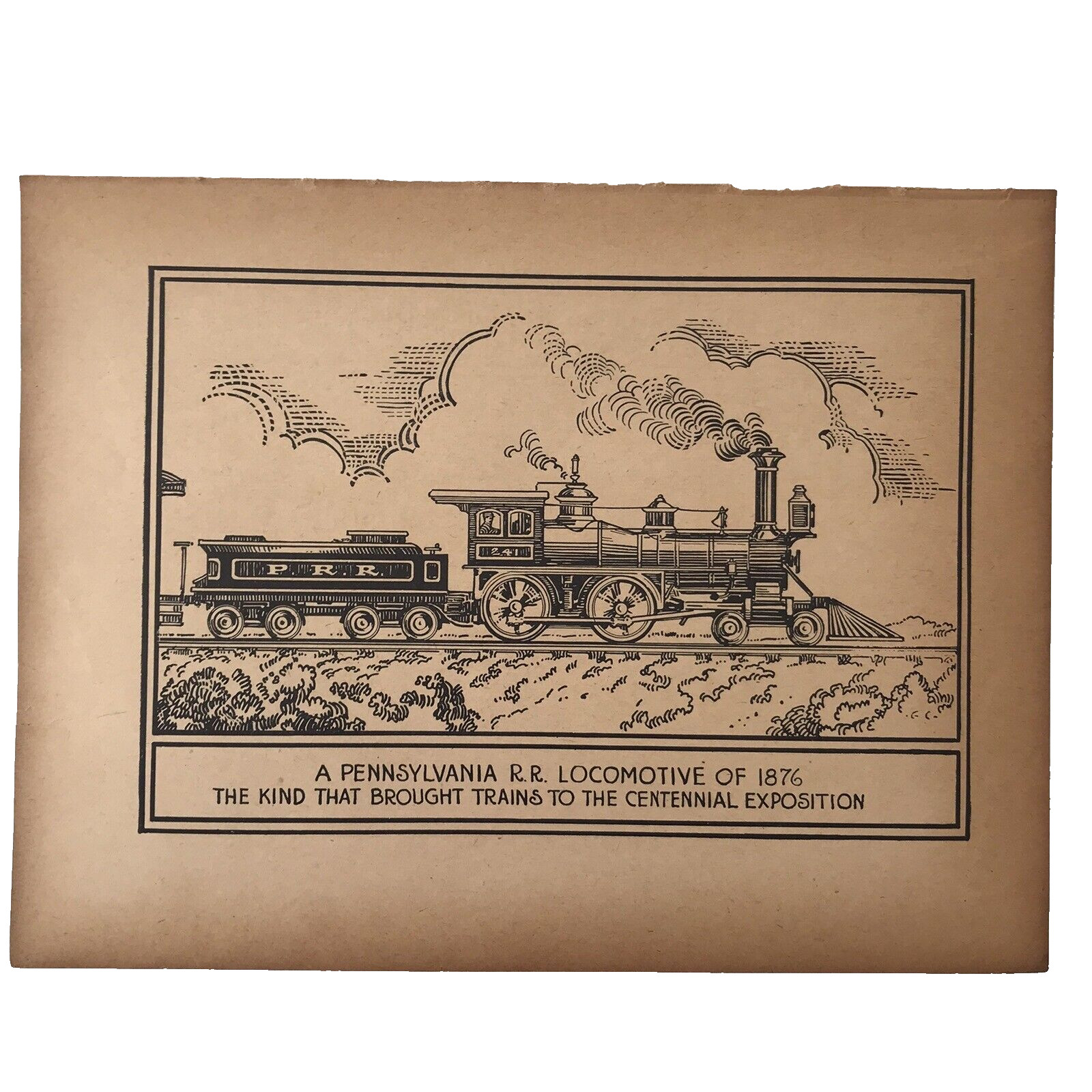 US Railroad Train Engines Early Locomotive 5 Blackline Art Prints 3 pgs Antique