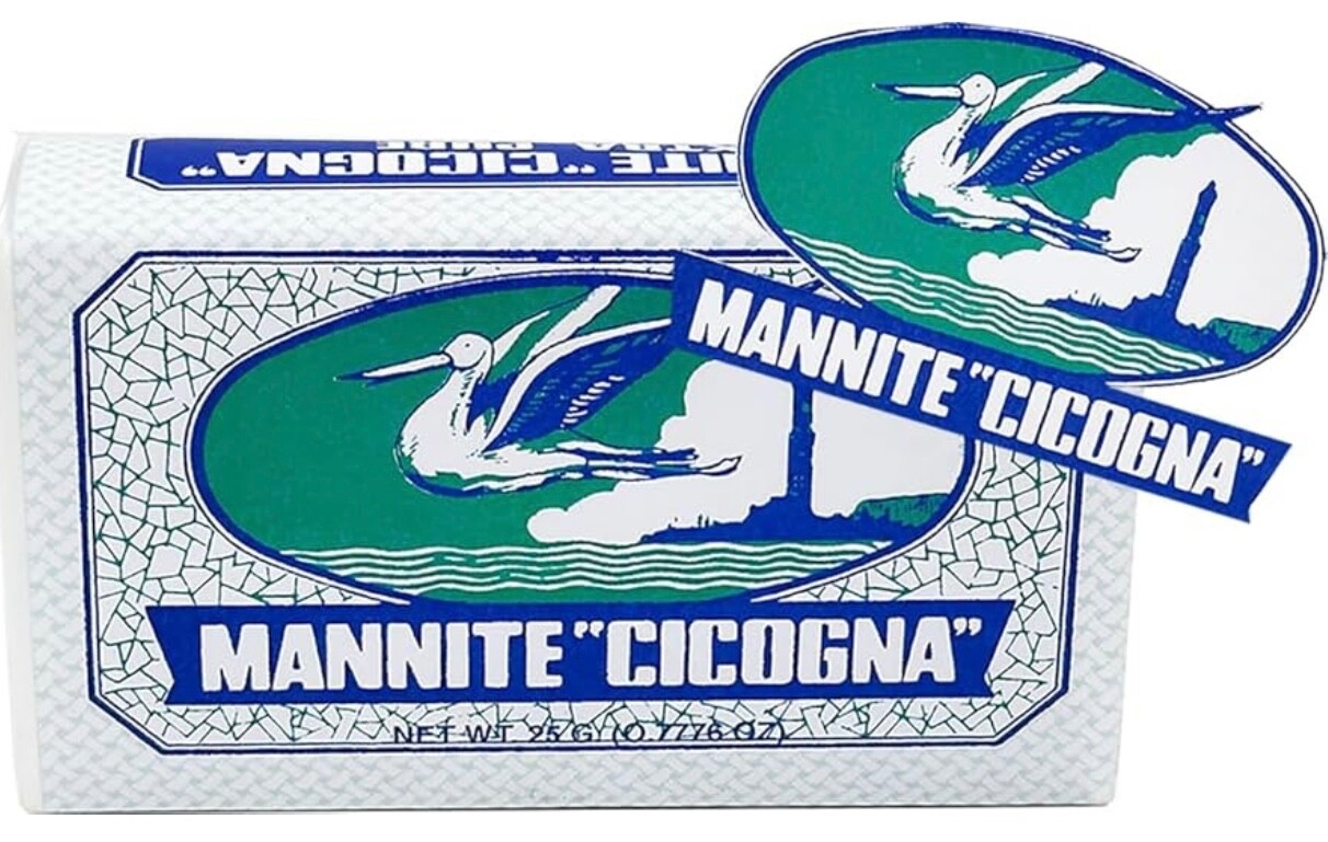 Mannite Cicogna natural sugar sweetener "40 bars" in a box made in Italy