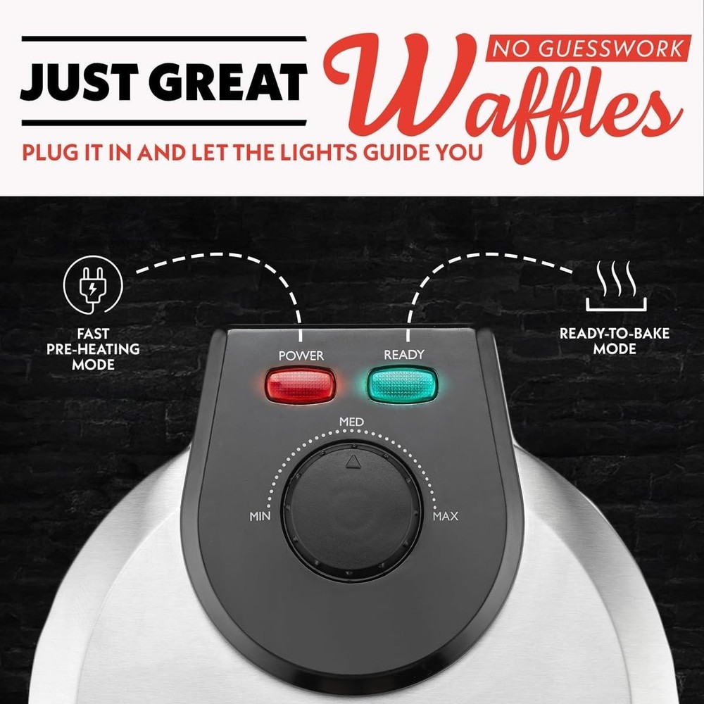 Belgian Waffle Maker – Adjustable Browning Control Nonstick Plates Ready & Power