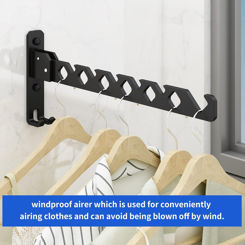 Wall Mounted Clothes Drying Rack, Wall Clothes Hanger Foldable, Laundry Hanger H
