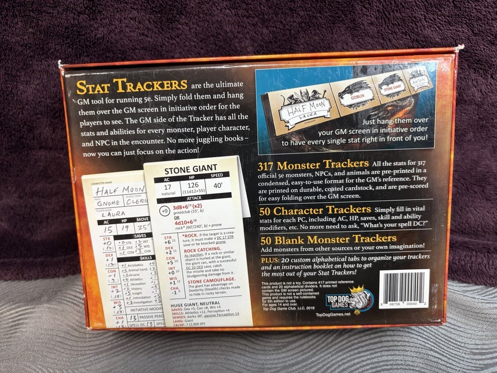 DND Stat Tracker Core Set. GM Monster Character Tracker