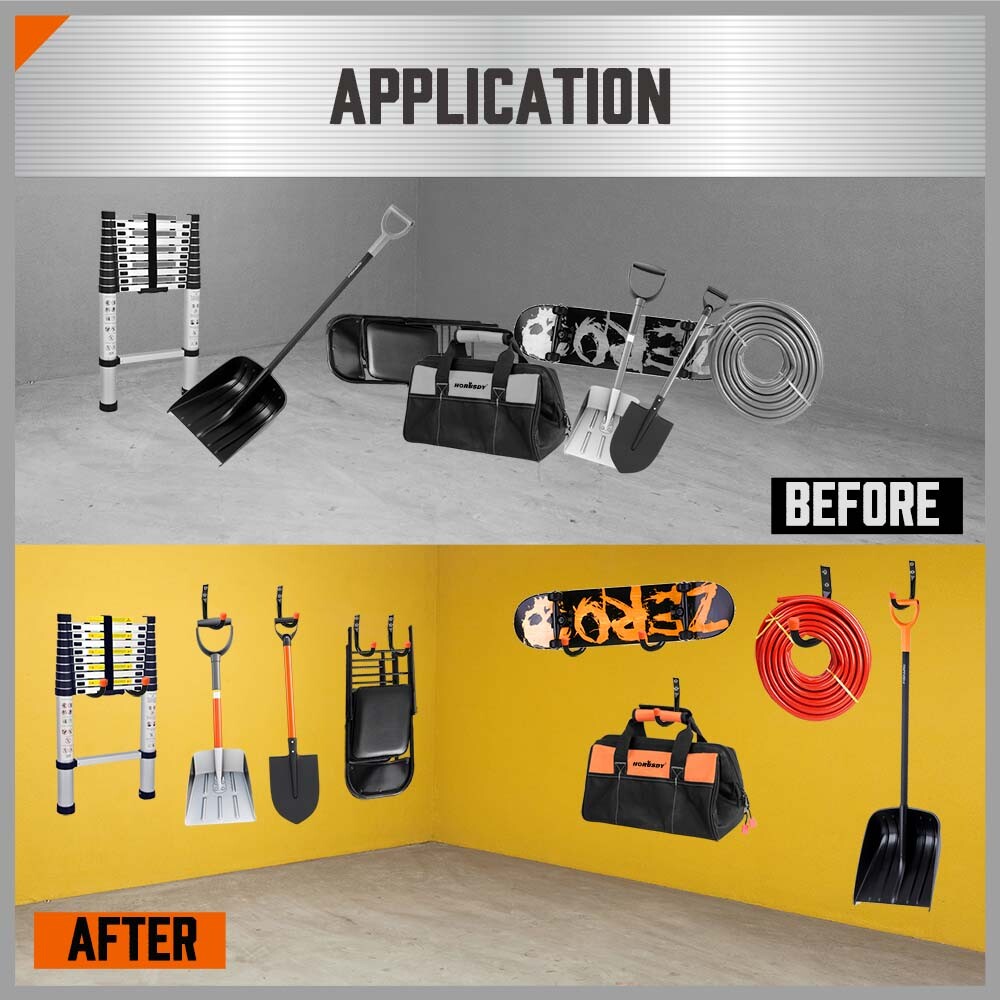 6-Pack Steel Garage Storage Utility Hooks Wall Organizer Tool Hanger H-D Screws