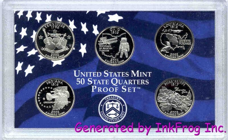 2002 S Clad State Deep Cameo Gem Proof Quarter Set No Box/COA
