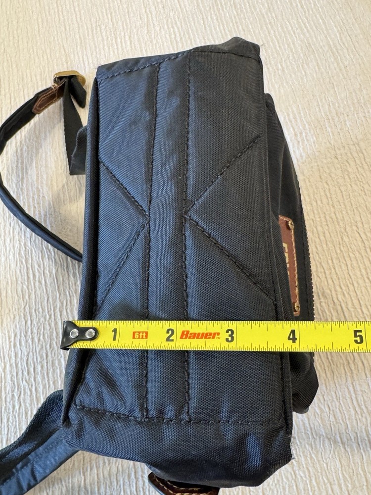 FRYE Ivy Nylon Backpack Black with Brown Leather Trim EUC!
