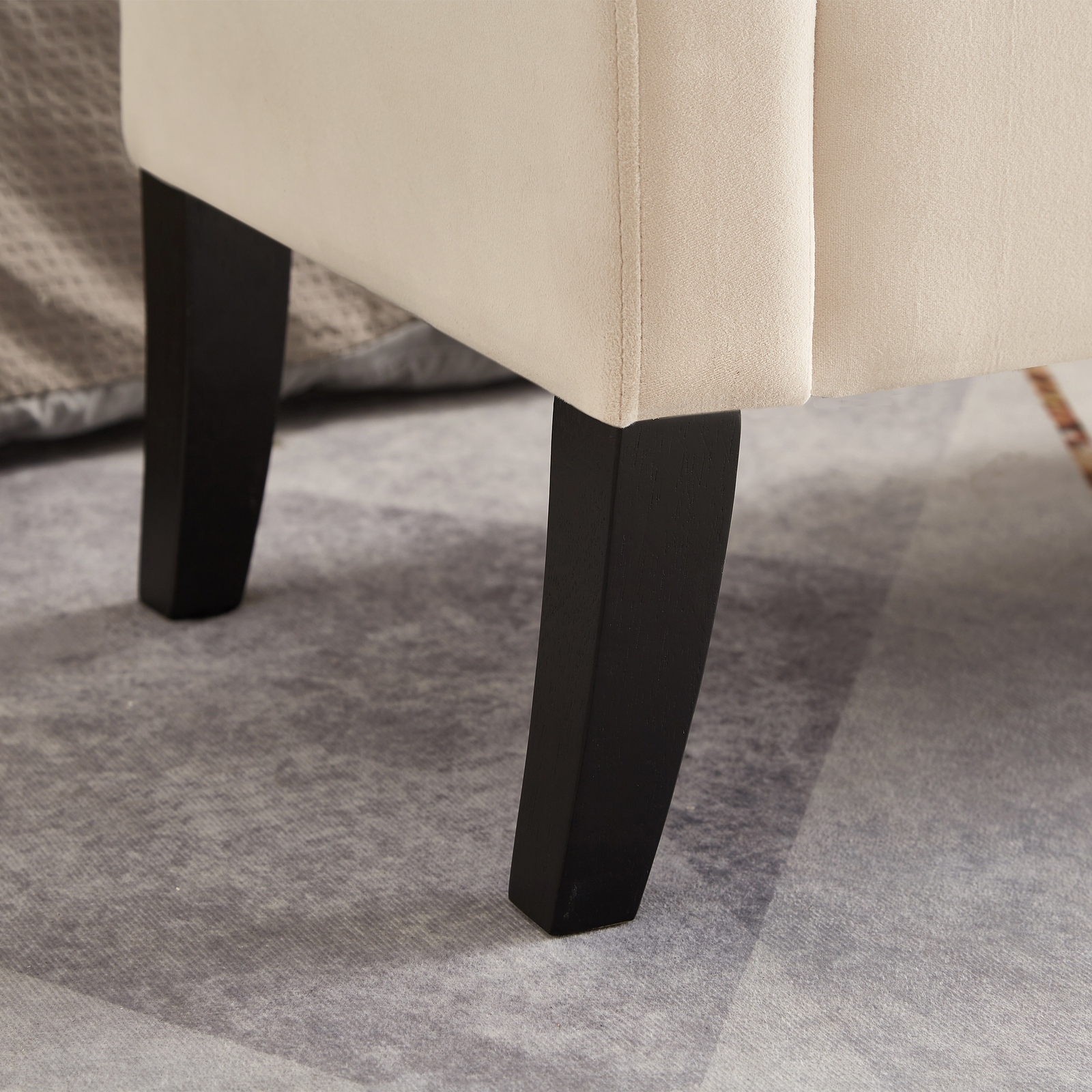 52" Storage Bench Upholstered Ottoman Bench with Arms Velvet Button-Tufted Bench