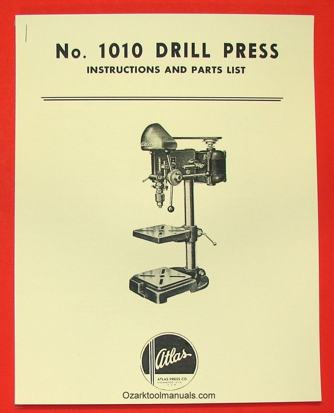 Atlas 1010 Drill Press Owner Instructions & Parts Manual 0019