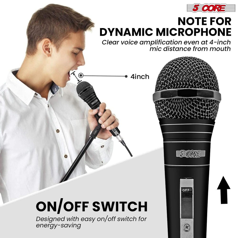5Core XLR Microphone Dynamic Mic Karaoke Singing Studio Mics Handheld Microfono