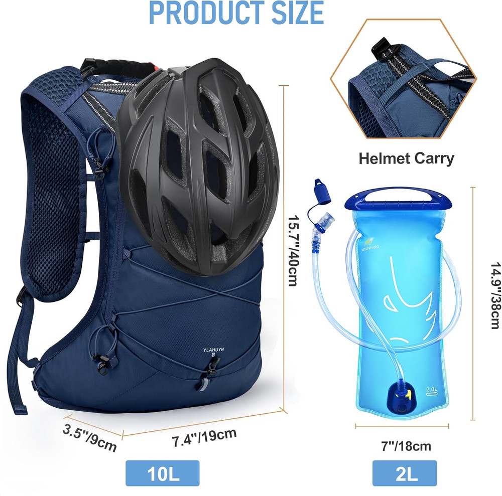 Hydration Backpack,10L Hydro Water Daypack with 2L Water Bladder, Lightweight Hi