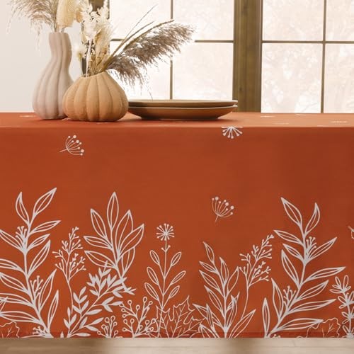 Fall Tablecloth Rectangle 60x102 Inch, 60" x 102" (Rectangular) Leaf Rust