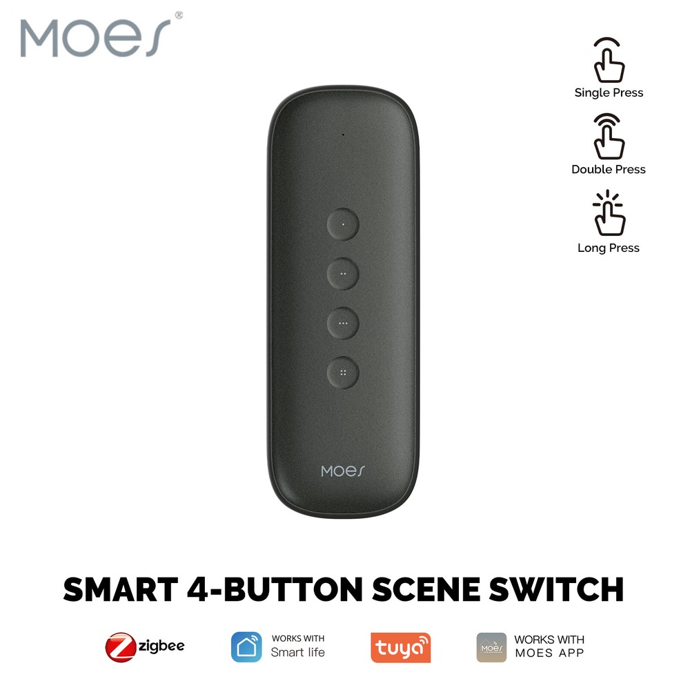 MOES ZigBee Smart Wireless 12-Scene Switch 4-Button Portable Remote Control APP