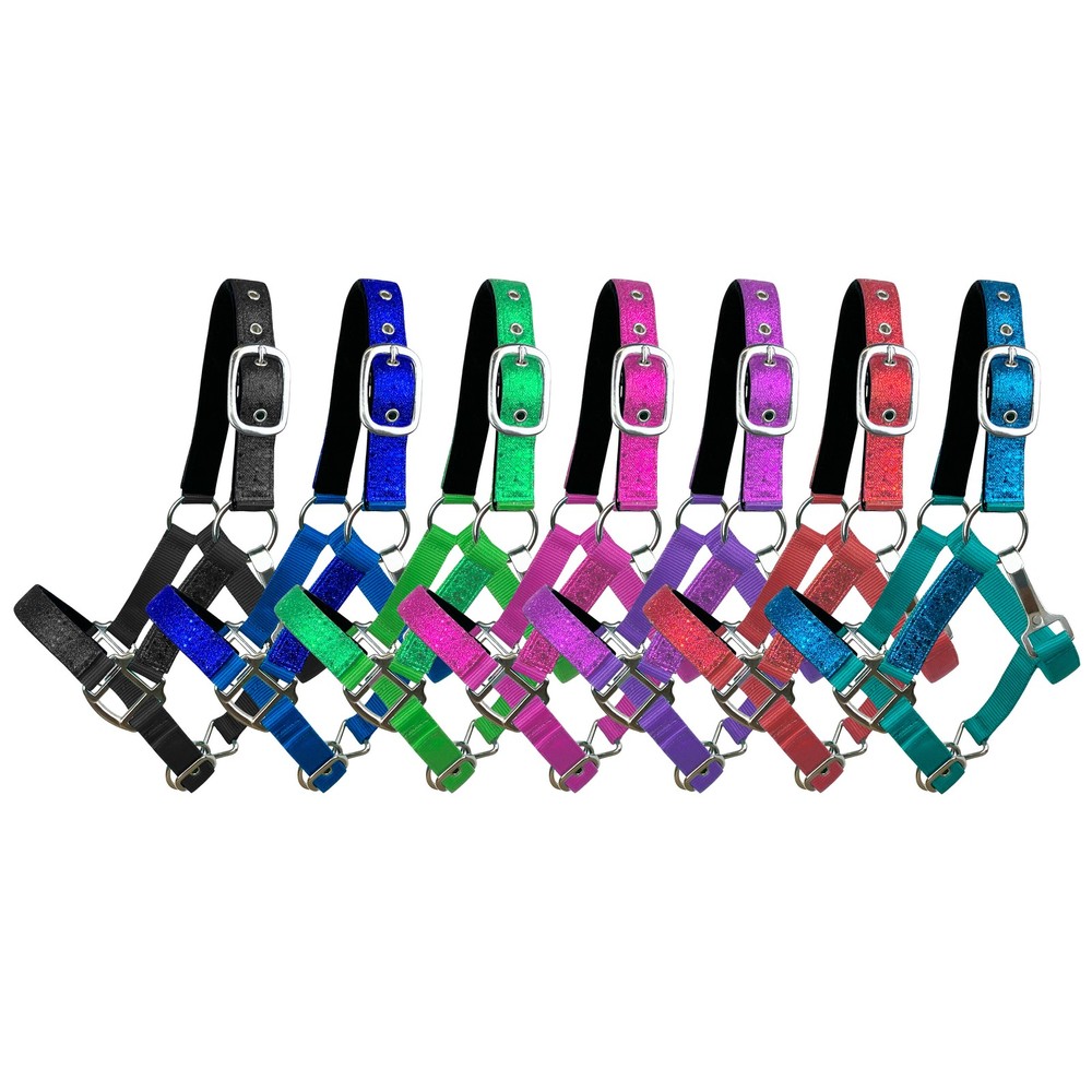 Pony Neoprene Lined Nylon Adjustable Halter w/ Glitter Overlay