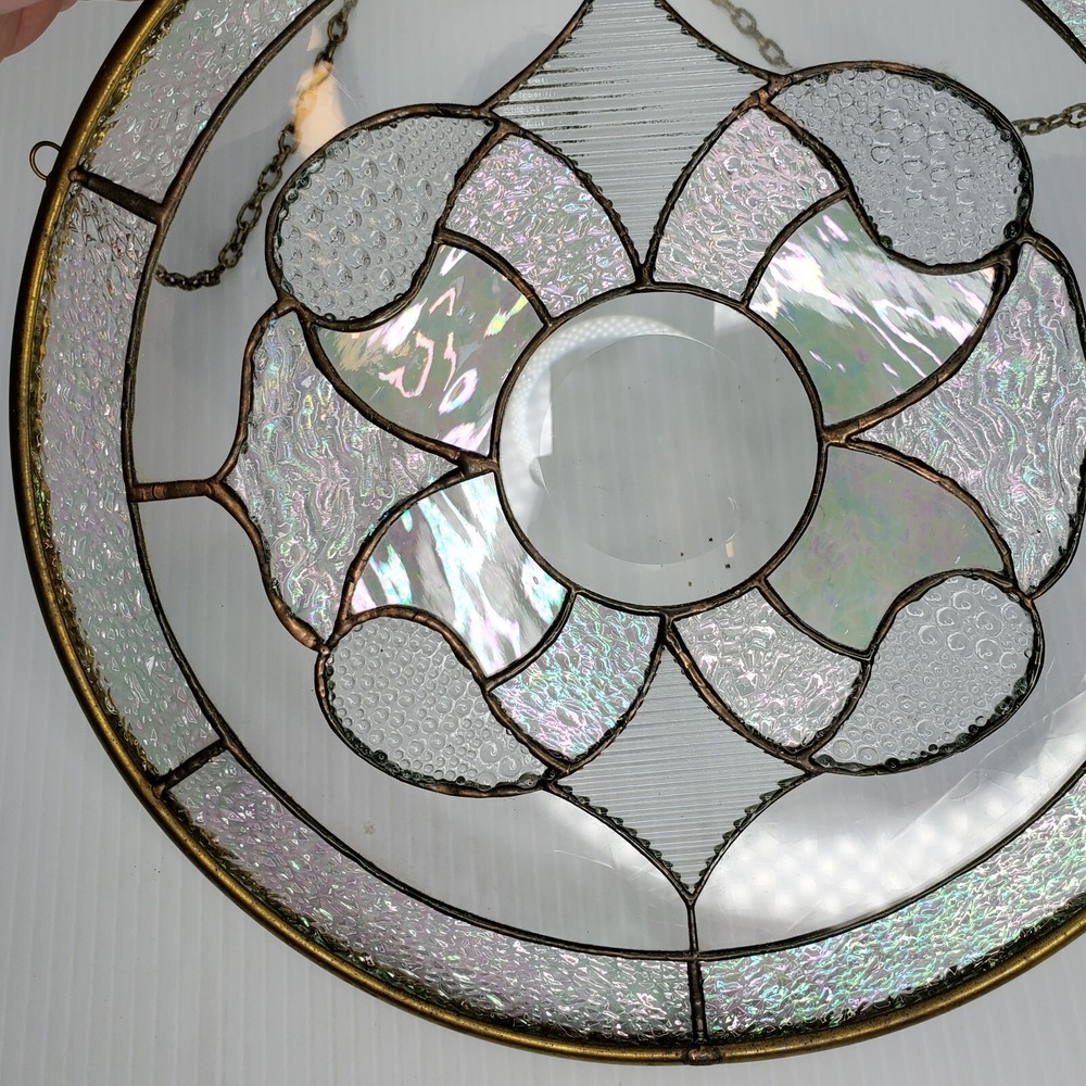 Suncatcher Window Hanging Clear Beveled Mandala Flower Medium Pane