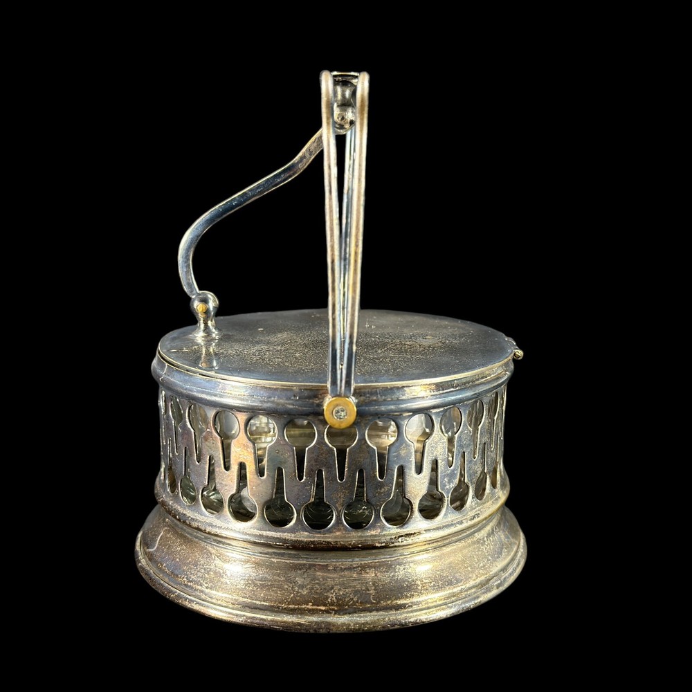 VTG Marchetti Prata 90 Brazil Silver Plated Hinged Lid Server Glass Bowl Lion