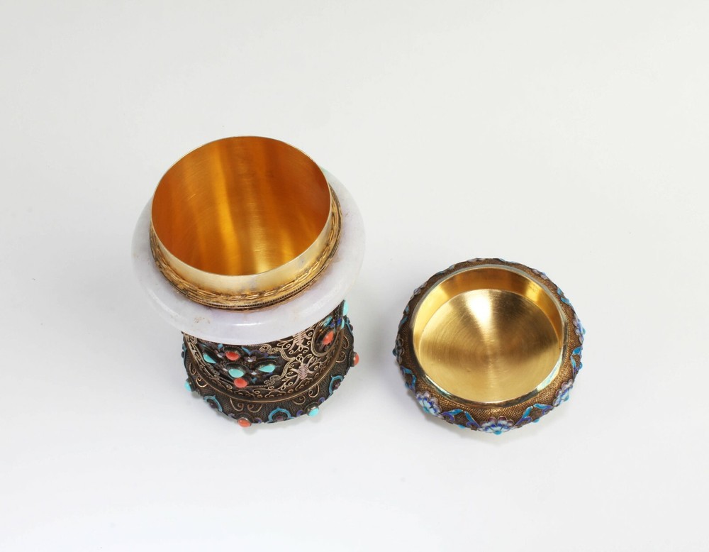 A Gilt Gold Silver Round Container