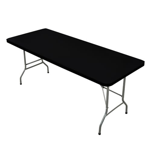 Rectangle Elastic Fitted Tablecloth, Windproof 48" x 24" (Rectangular) Black