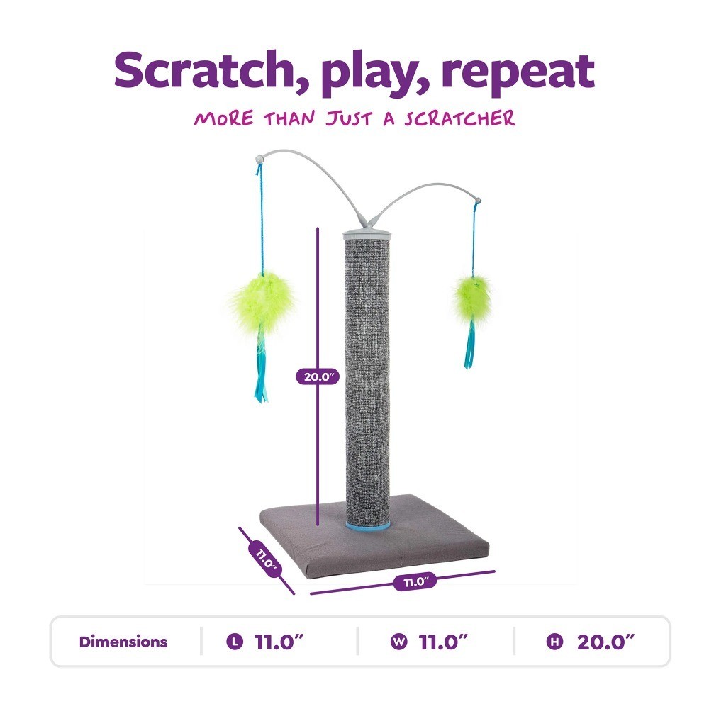 Interactive Cat Toy with Spinning Wand and Scratching Post Multicolored