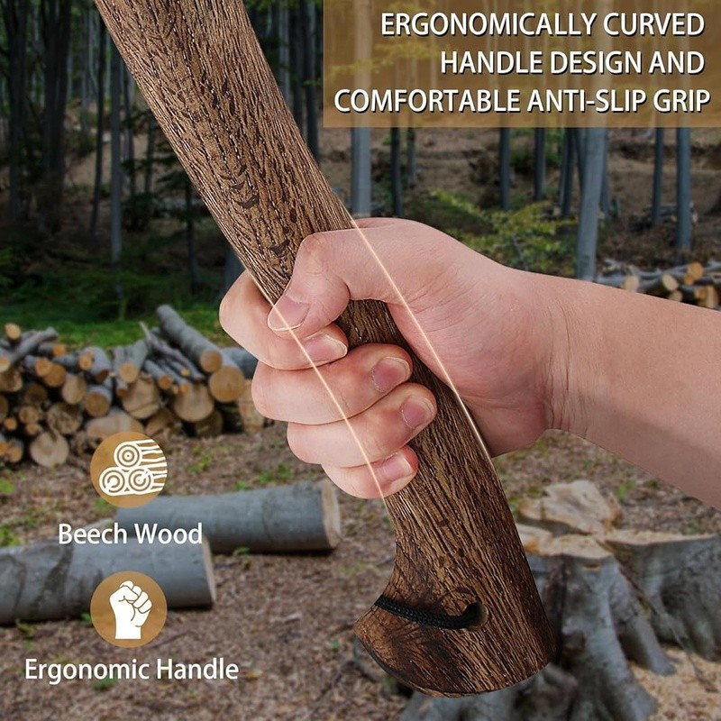 Multipurpose Camping Hatchet Durable Beech Wood Handle Sharp Axe W/ Sheath New