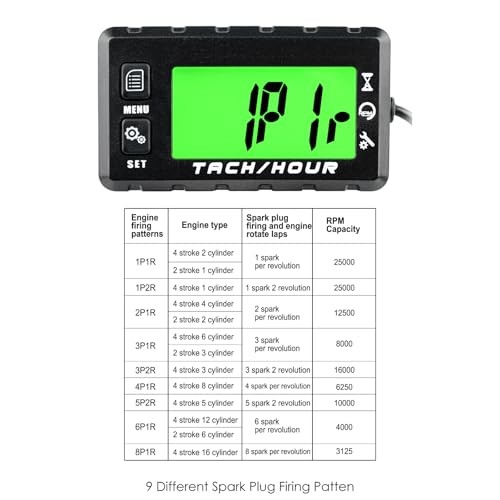 JR-HM058 Digital Hour Meter Tachometer,2 System Options,Countdown Maintenance
