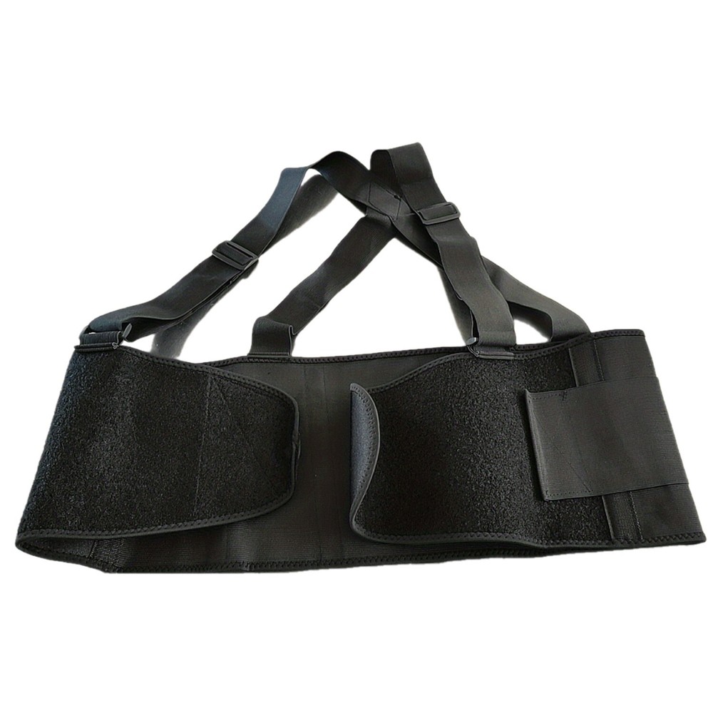 Working Lumbar Lower Back Brace Support Belt with Adjustable Shoulder Straps Men
